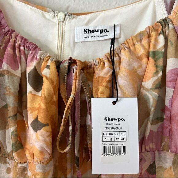 Showpo Floral Grizela Mini Dress NEW Size 12 Pink Long Sleeves - Picture 7 of 11